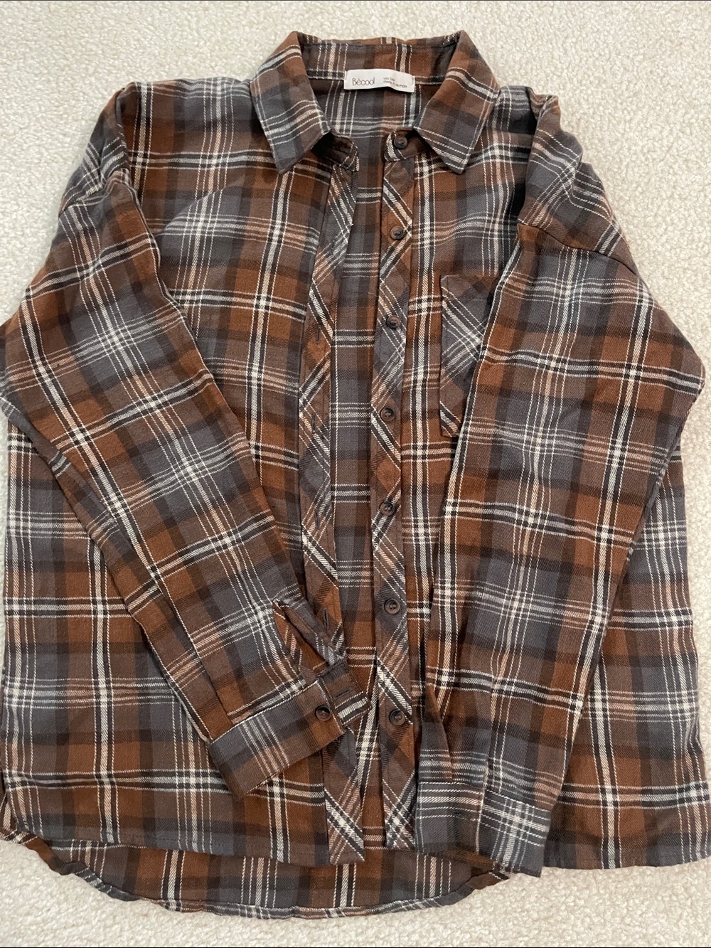 Beacon brown plaid button down shirt Size S/M